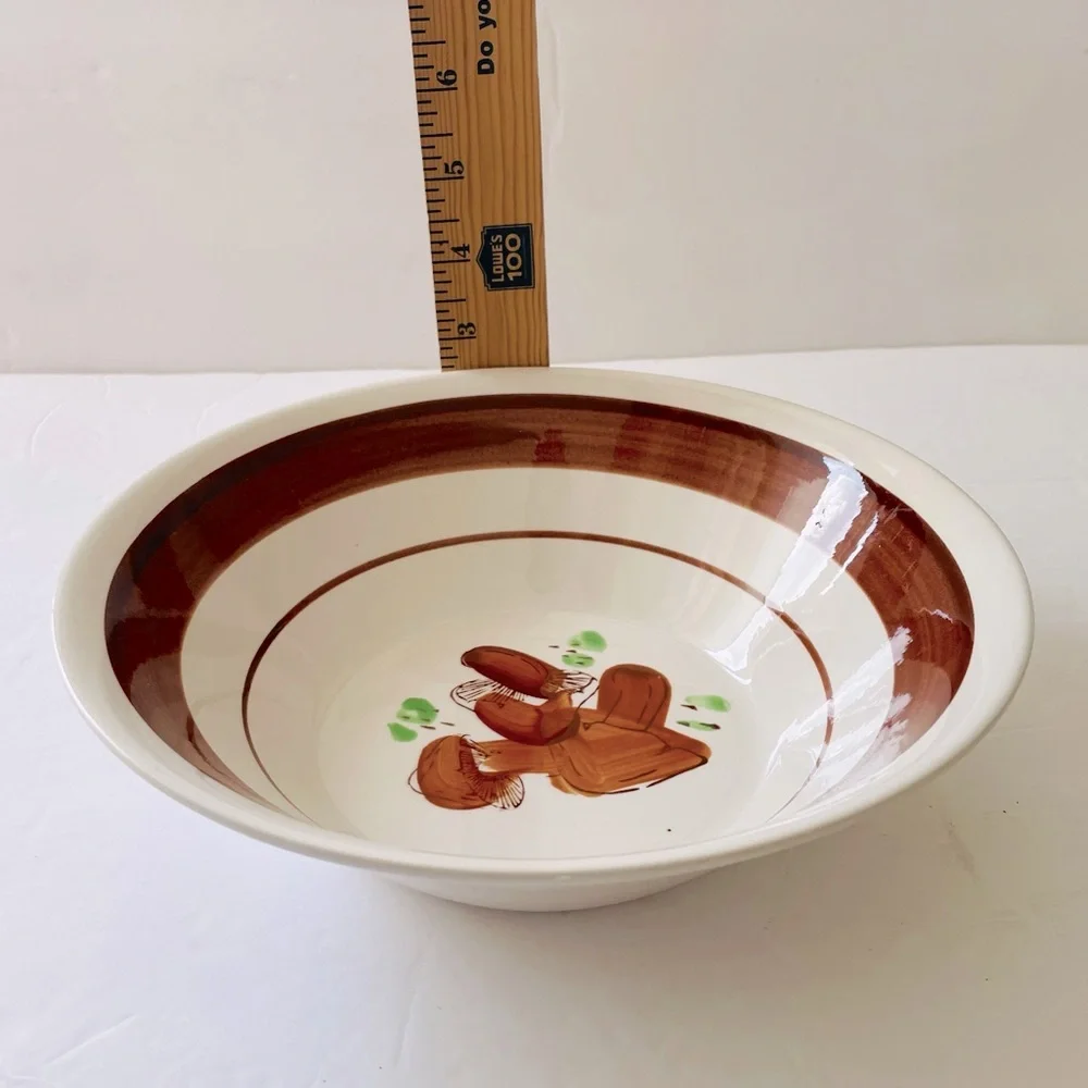 Vintage 70’s Large Mushroom Ironstone Vegetable or Serving Bowl Made in Korea